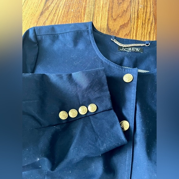 J CREW Louisa Lady Navy cotton jacket with gold snap buttons. Size 16 - Picture 4 of 12